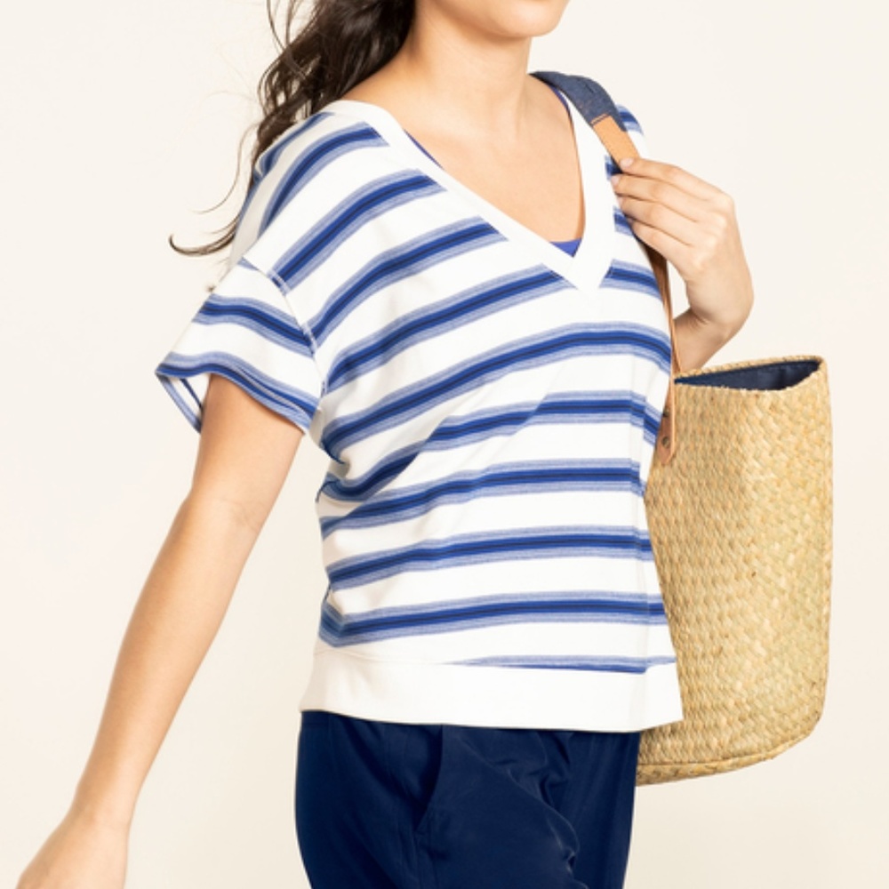 Peach Textured Jacquard Stripe Sweatshirt Top M